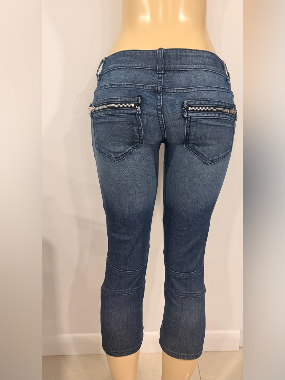 bebe Mid-Dark Blue Skinny leggings with Back Zippers Y2K jeans